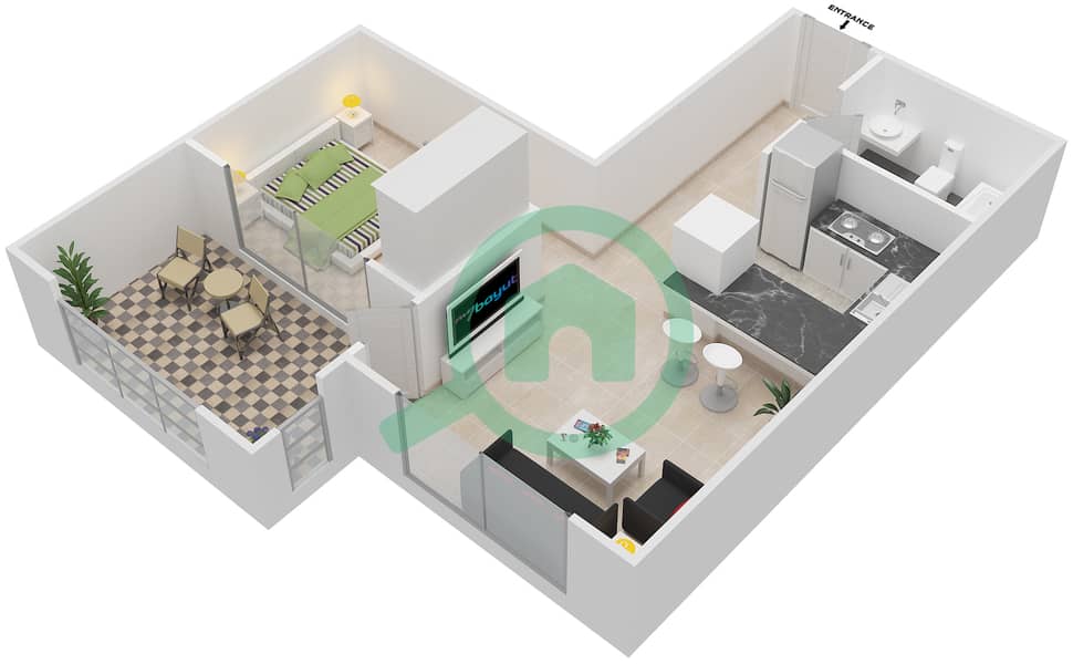 Mosela Waterside Residences - Studio Apartment Suite 5,14 FLOOR 2-4 Floor plan Floor 2-4 interactive3D