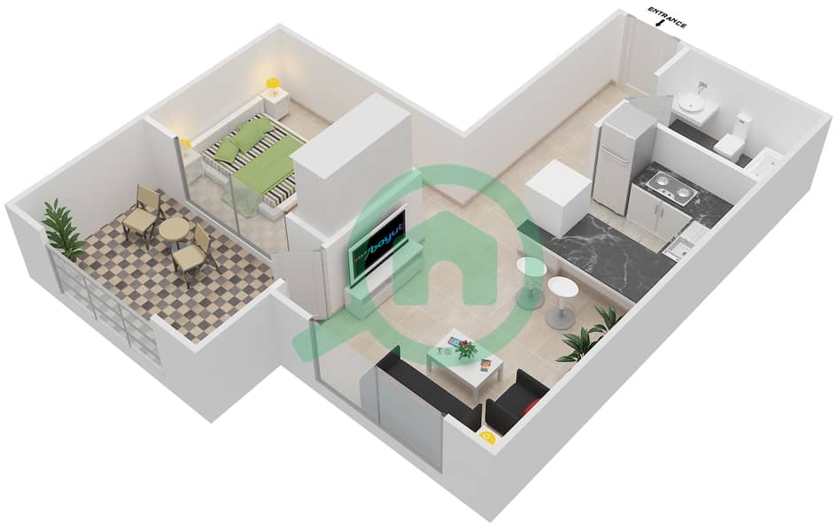 莫塞拉水岸公寓 - 单身公寓套房5,14 FLOOR 5-10戶型图 Floor 5-10 interactive3D
