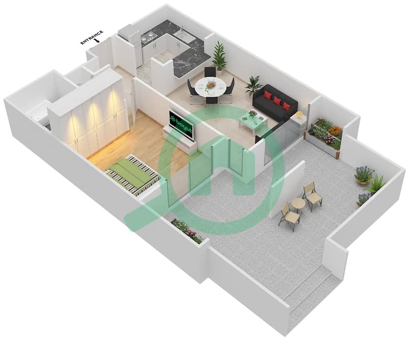 Мосела Вотерсайд Резиденсес - Апартамент 1 Спальня планировка Гарнитур, анфилиада комнат, апартаменты, подходящий 8,11 FLOOR 1 Floor 1 interactive3D