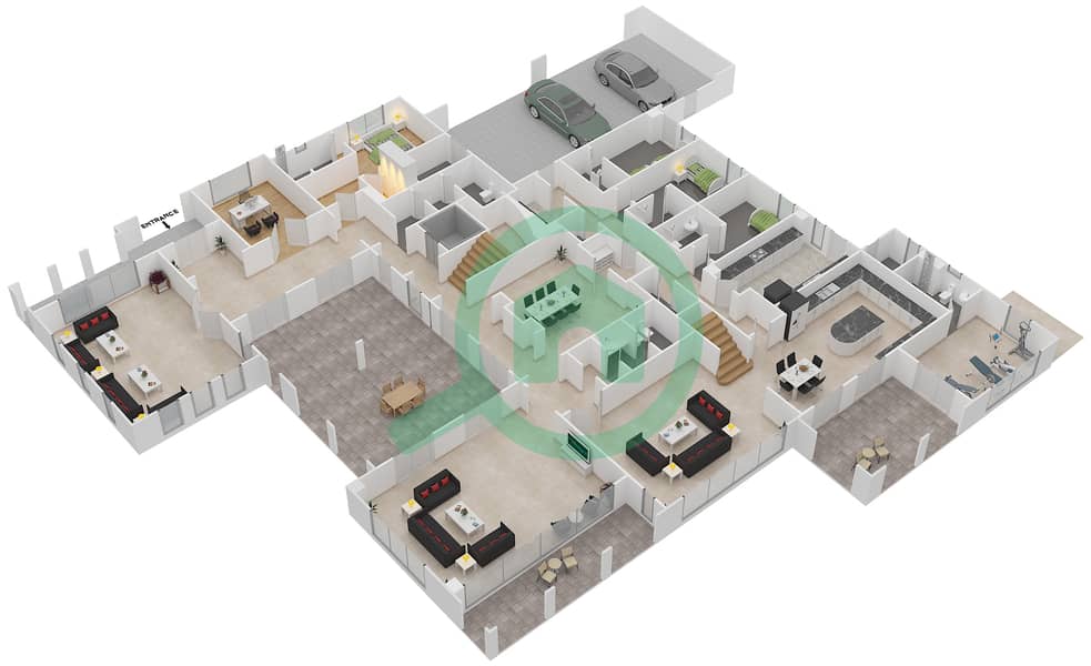 Saadiyat Beach Villas - 5 Bedroom Commercial Villa Type S Floor plan Ground Floor interactive3D