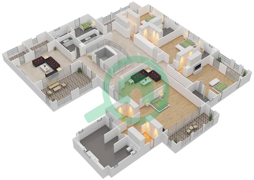 Saadiyat Beach Villas - 5 Bedroom Commercial Villa Type S Floor plan First Floor interactive3D