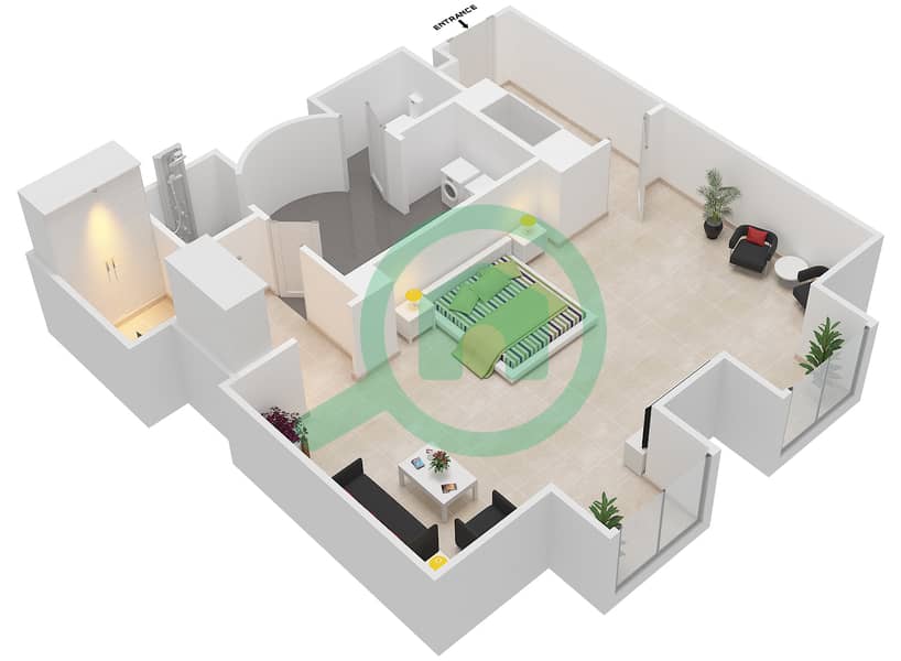 范思哲宫 - 单身公寓类型7戶型图 interactive3D