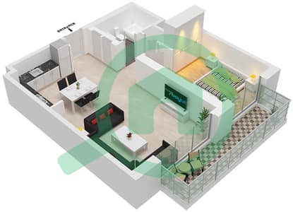 المخططات الطابقية لتصميم النموذج / الوحدة 2/M2 شقة 1 غرفة نوم - بيتش آيل