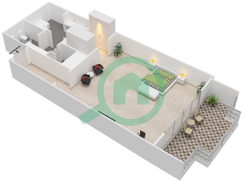 المخططات الطابقية لتصميم النموذج 1 شقة استوديو - بالازو فيرساتشي interactive3D