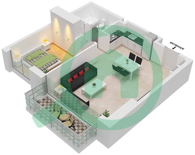 Beach Isle - 1 Bedroom Apartment Type/unit 3A/7 Floor plan Podium 1, Floor 1 interactive3D