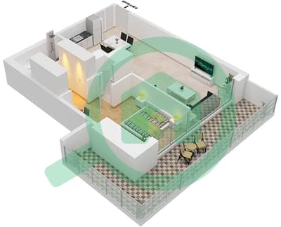 المخططات الطابقية لتصميم النموذج / الوحدة 4/6 شقة 1 غرفة نوم - بيتش آيل
