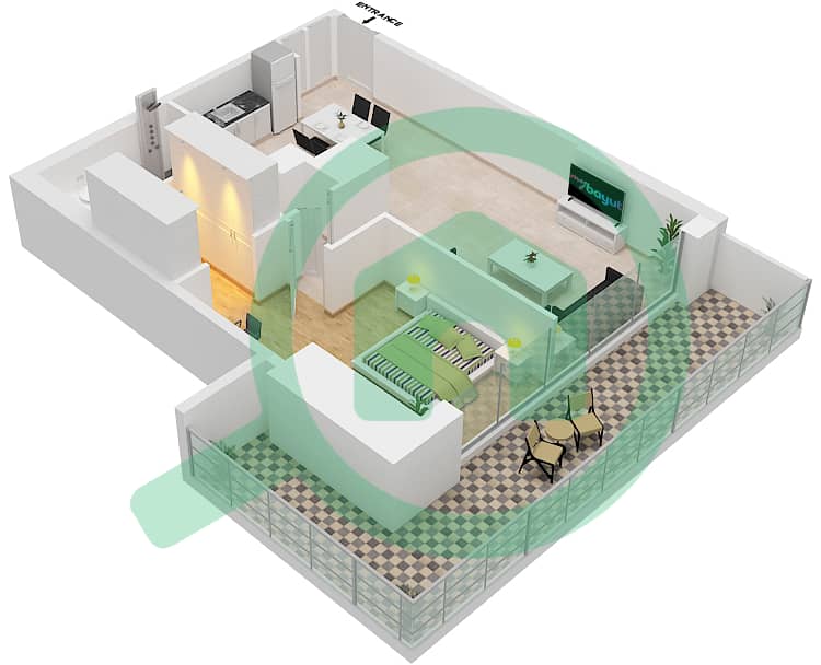 Beach Isle - 1 Bedroom Apartment Type/unit 4/6 Floor plan Podium 1,3 interactive3D