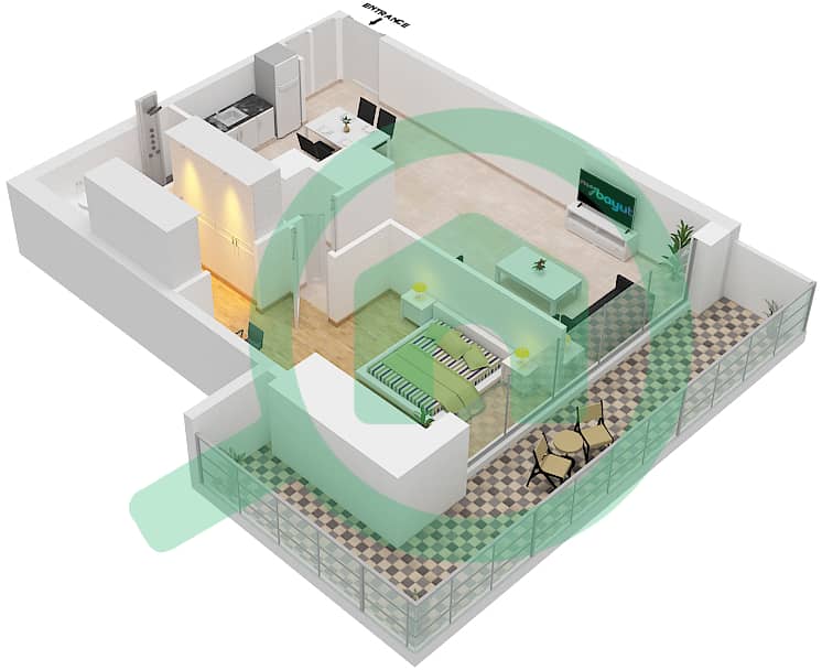 Beach Isle - 1 Bedroom Apartment Type/unit 4A/6 Floor plan Podium 2,4 interactive3D
