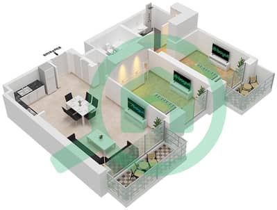 المخططات الطابقية لتصميم النموذج / الوحدة 5A/7 شقة 2 غرفة نوم - بيتش آيل