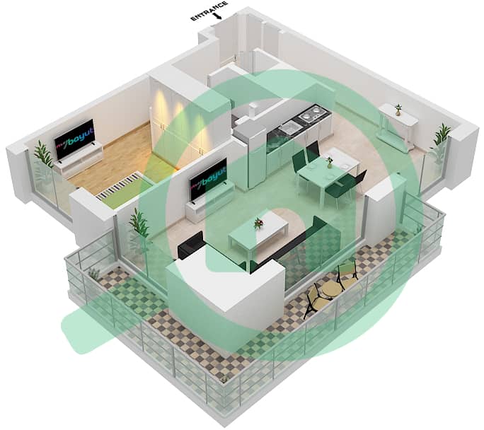 Beach Isle - 1 Bedroom Apartment Type/unit 5A/8 Floor plan Floor 4,8,11,15,18 interactive3D