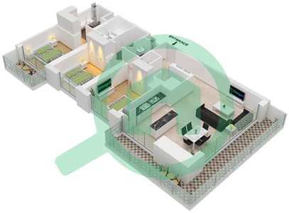 المخططات الطابقية لتصميم النموذج / الوحدة 4A/5 FLOOR 22 شقة 3 غرف نوم - بيتش آيل