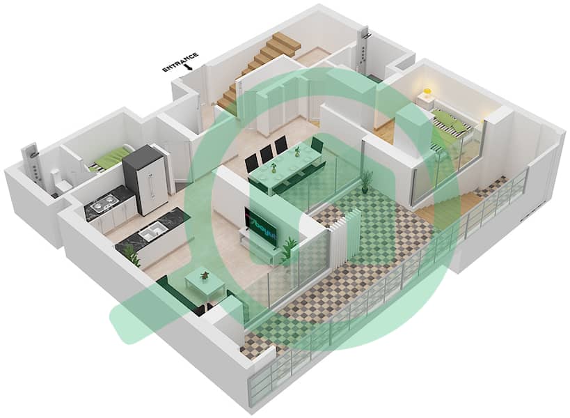 Бич Айл - Вилла 4 Cпальни планировка Тип/мера 3/G4 Ground Floor interactive3D