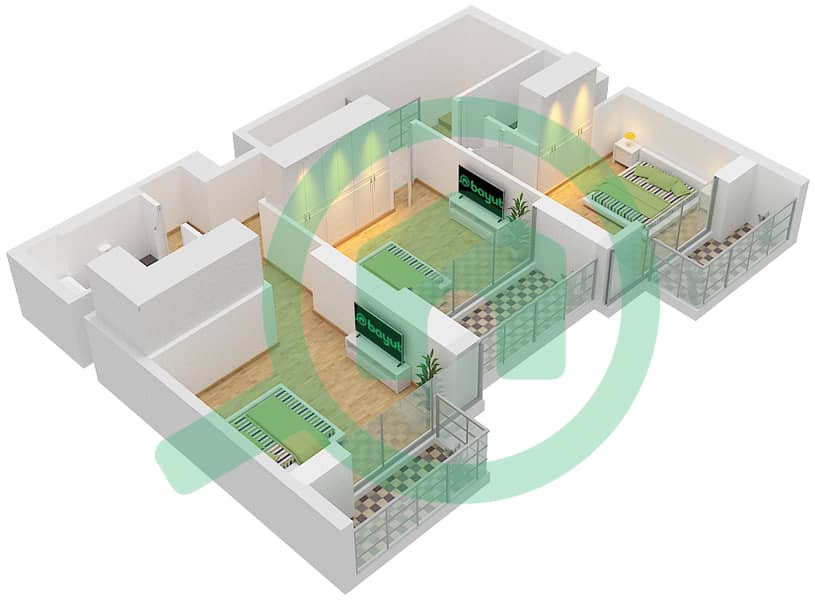 Бич Айл - Вилла 4 Cпальни планировка Тип/мера 3/G4 Mezzanine Floor interactive3D