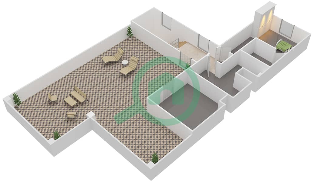 المخططات الطابقية لتصميم النموذج B فیلا 4 غرف نوم - بيتي Second Floor interactive3D