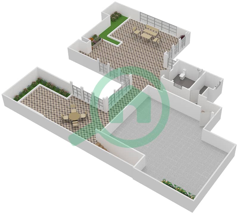 Резиденсес - Вилла 6 Cпальни планировка Тип C5 Roof interactive3D