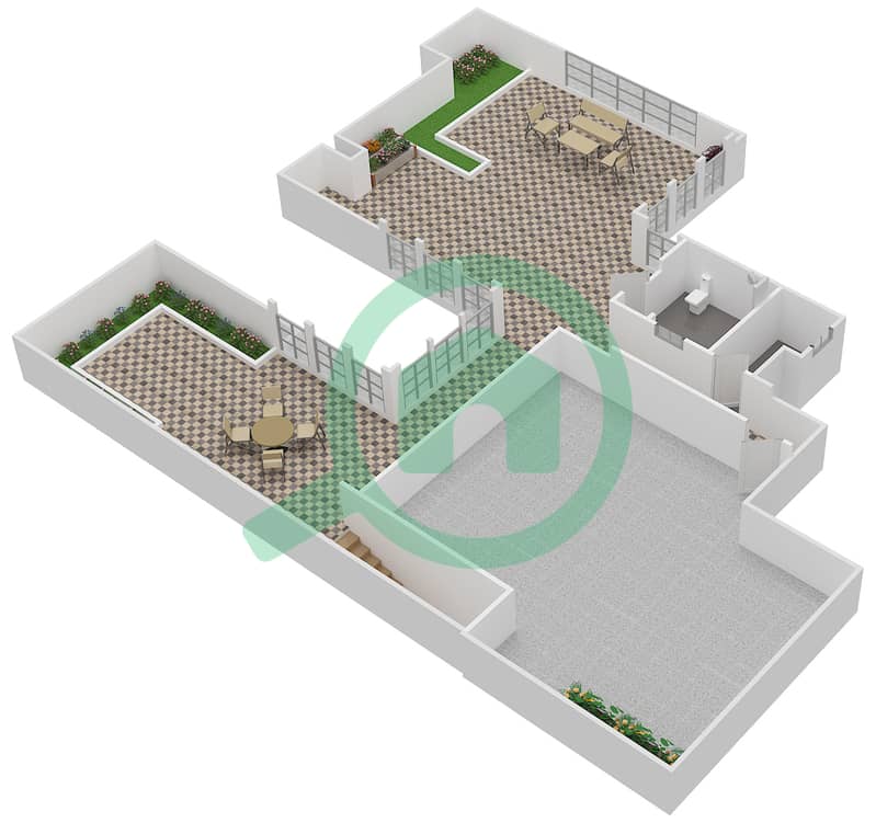 المخططات الطابقية لتصميم النموذج C6 فیلا 6 غرف نوم - ذا ريزيدنسيز Roof interactive3D