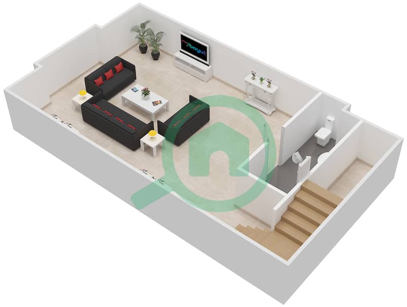 المخططات الطابقية لتصميم النموذج C6 فیلا 6 غرف نوم - ذا ريزيدنسيز Basement interactive3D