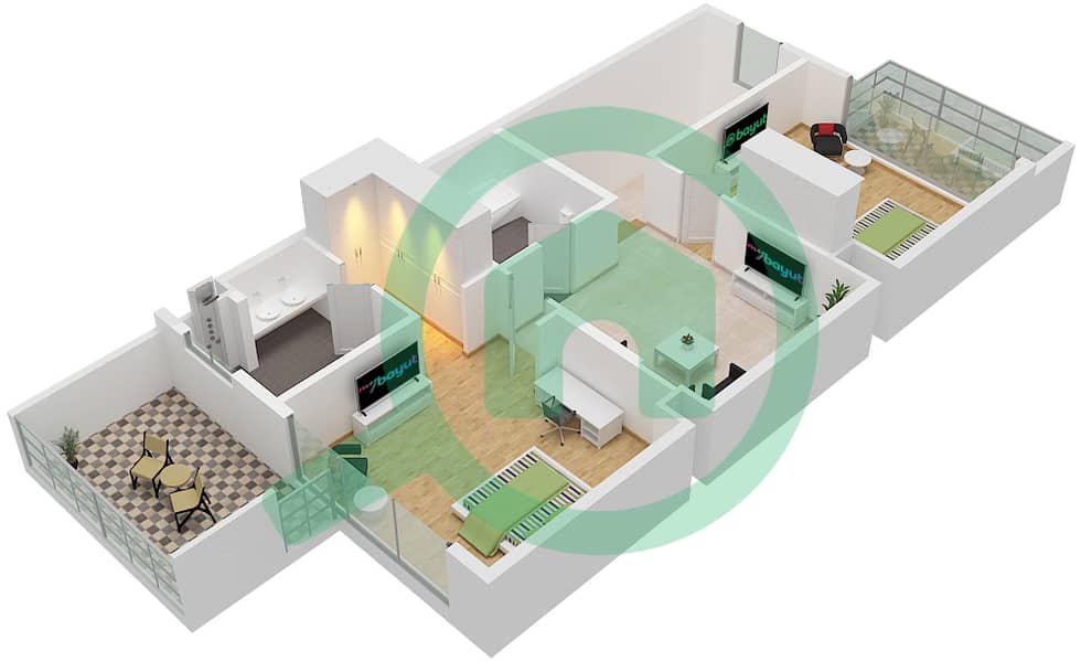 Marbella Villas - 2 Bedroom Villa Type B Floor plan First Floor interactive3D