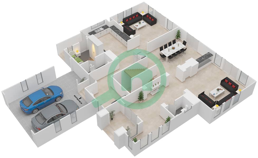 المخططات الطابقية لتصميم النموذج BELLA VISTA فیلا 4 غرف نوم - ذا سانديالز Ground Floor interactive3D
