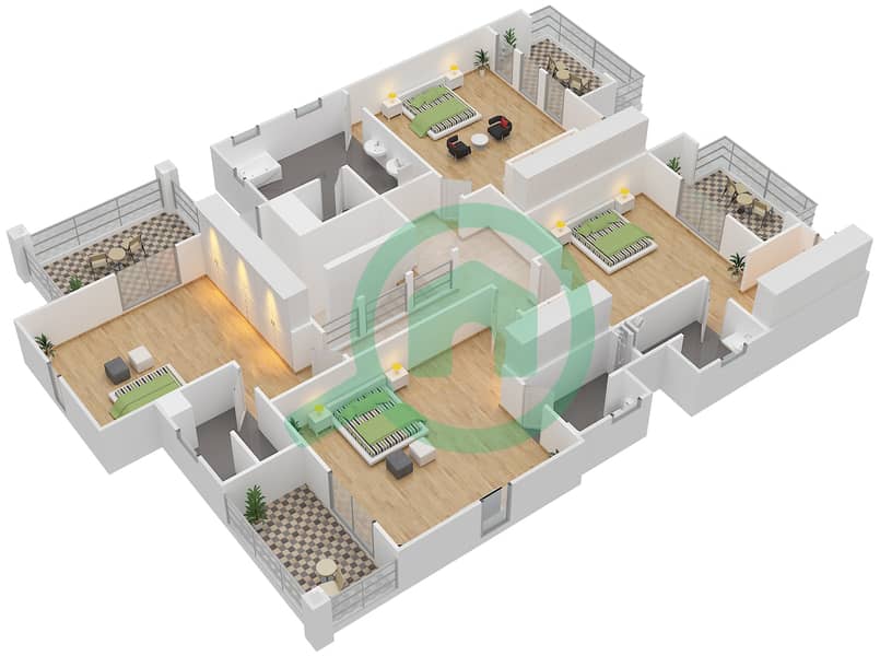 المخططات الطابقية لتصميم النموذج INVERNO فیلا 5 غرف نوم - ذا سانديالز First Floor interactive3D