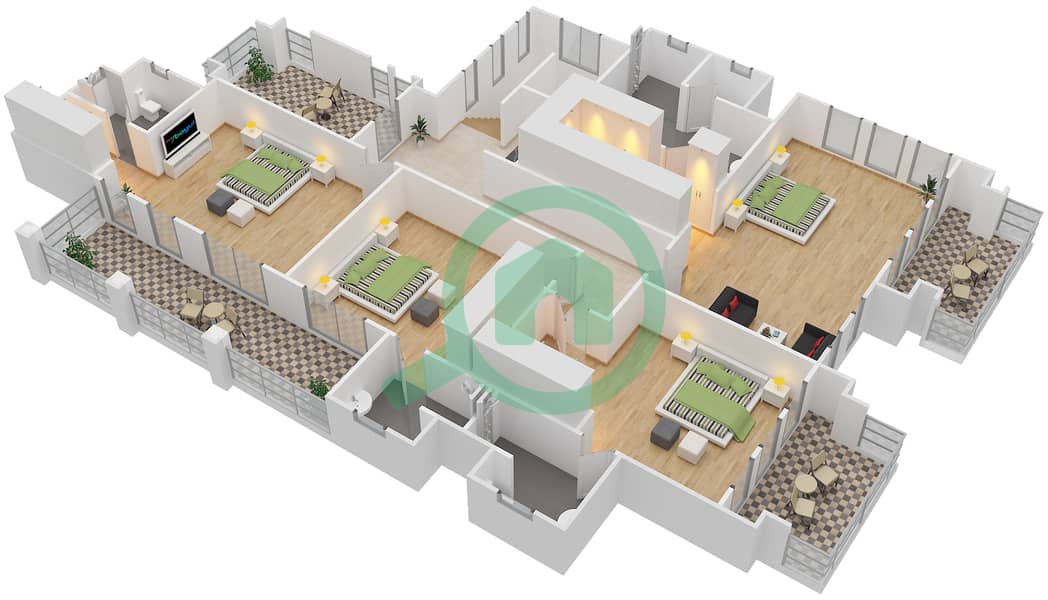 المخططات الطابقية لتصميم النموذج PRIMEVERA فیلا 5 غرف نوم - ذا سانديالز First Floor interactive3D