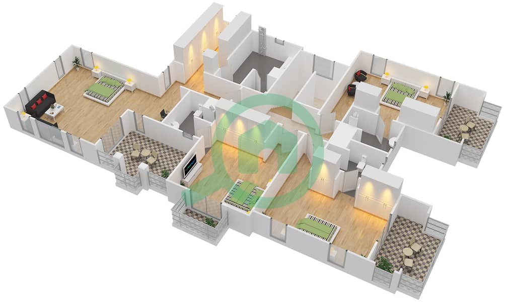 المخططات الطابقية لتصميم النموذج RADURA فیلا 5 غرف نوم - ذا سانديالز First Floor interactive3D