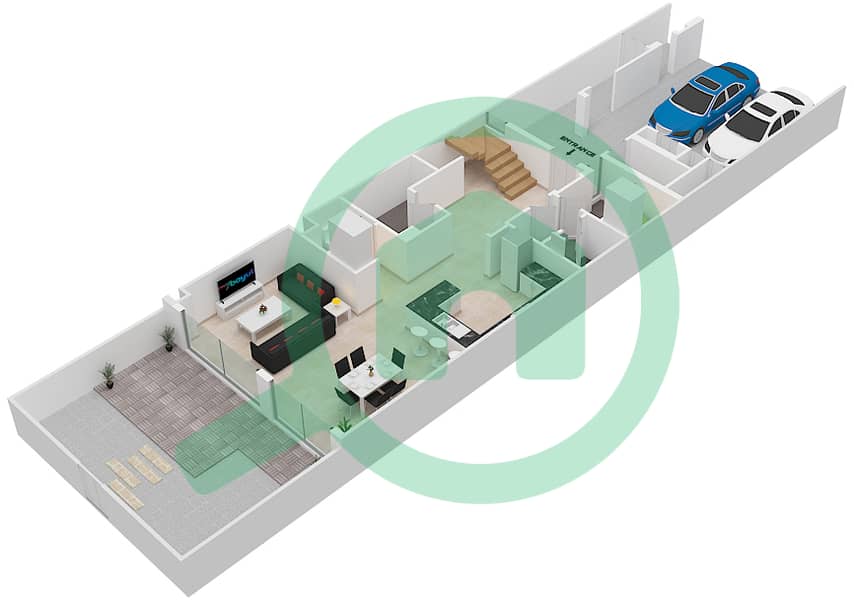 Marbella Villas - 2 Bedroom Villa Type F Floor plan Ground Floor interactive3D