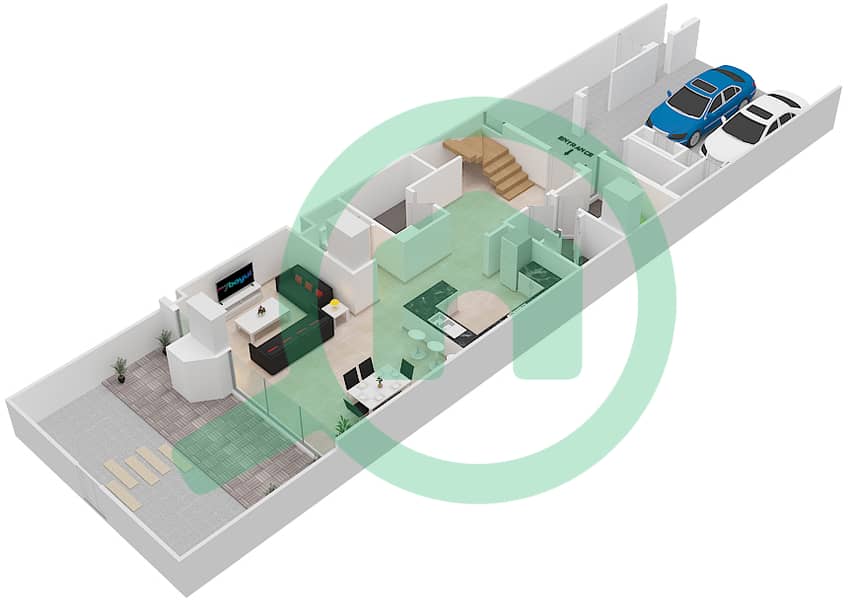 المخططات الطابقية لتصميم النموذج G فیلا 2 غرفة نوم - فلل ماربيا Ground Floor interactive3D