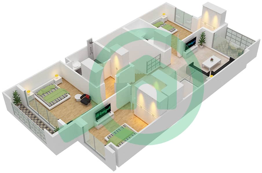 Marbella Villas - 3 Bedroom Villa Type A1 Floor plan First Floor interactive3D