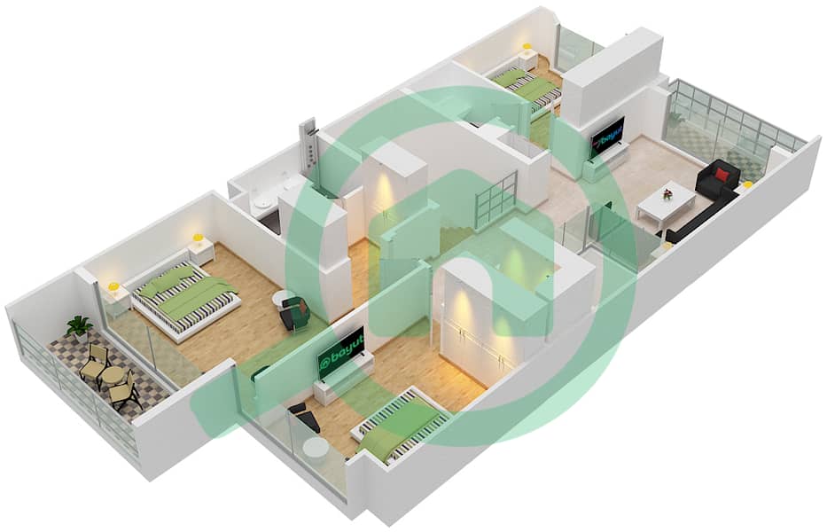 Марбелья - Вилла 3 Cпальни планировка Тип B1 First Floor interactive3D
