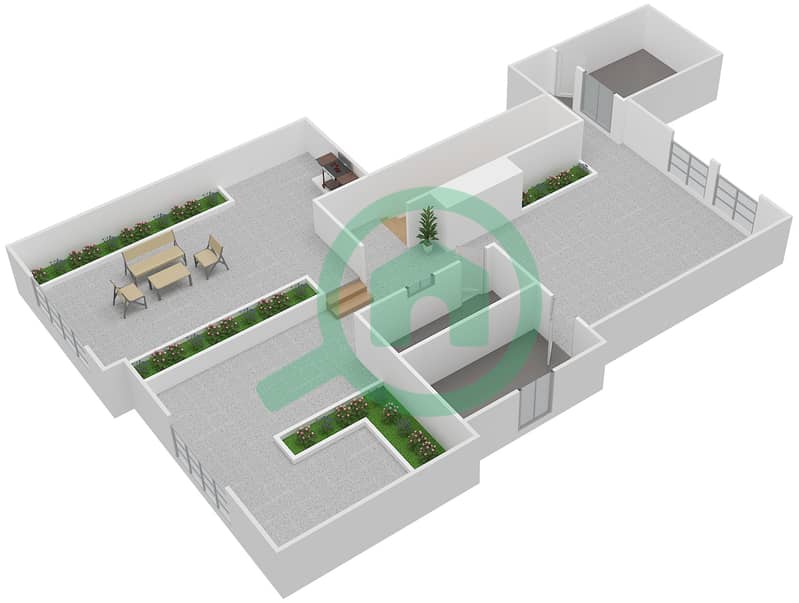 Резиденсес - Вилла 7 Cпальни планировка Тип A Roof interactive3D