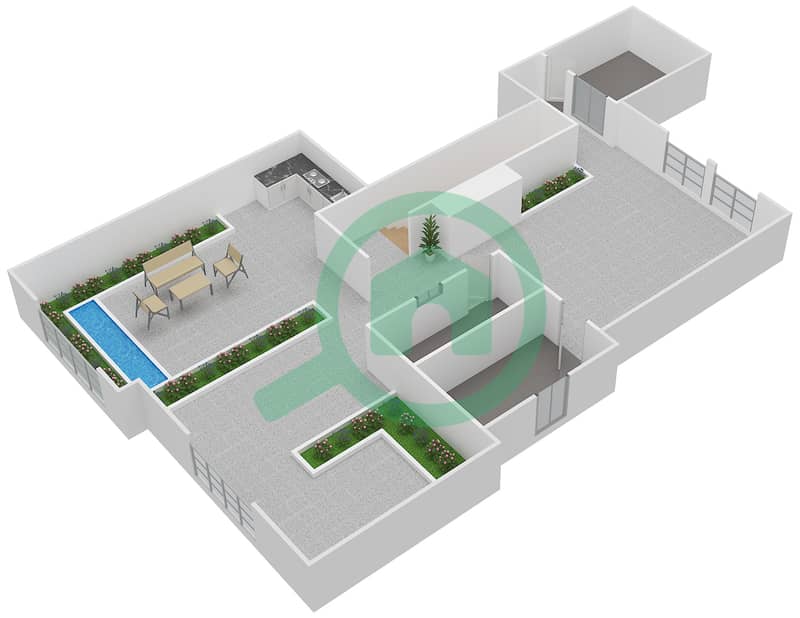 Резиденсес - Вилла 7 Cпальни планировка Тип B Roof interactive3D
