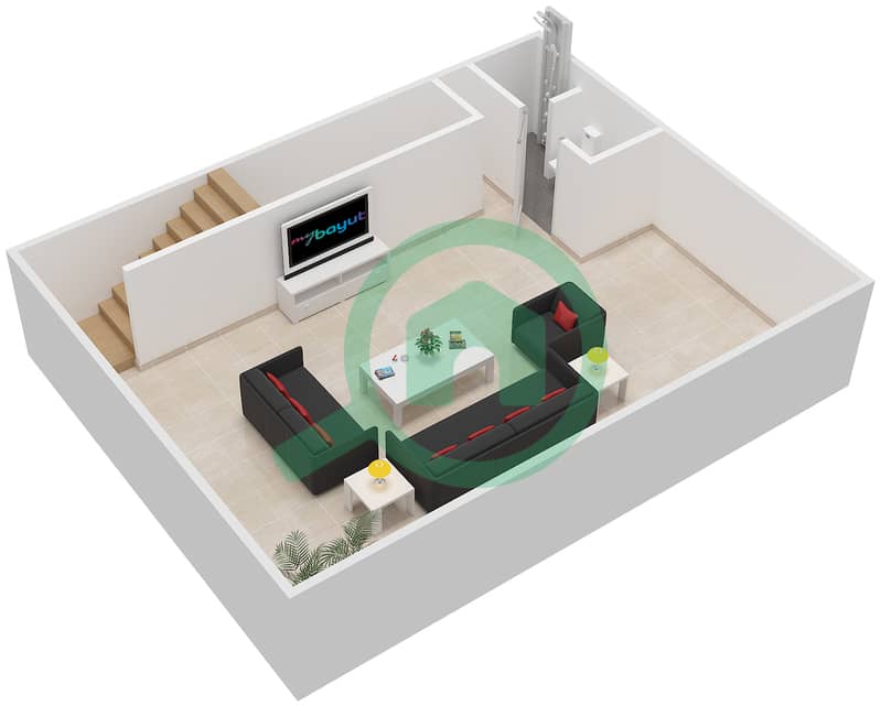 المخططات الطابقية لتصميم النموذج B فیلا 7 غرف نوم - ذا ريزيدنسيز Basement interactive3D