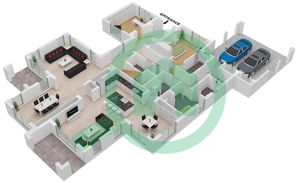Асил - Вилла 6 Cпальни планировка Тип 4 Ground Floor interactive3D
