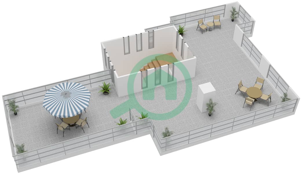 المخططات الطابقية لتصميم النموذج 2 فیلا 5 غرف نوم - ذا سنترو Second Floor interactive3D