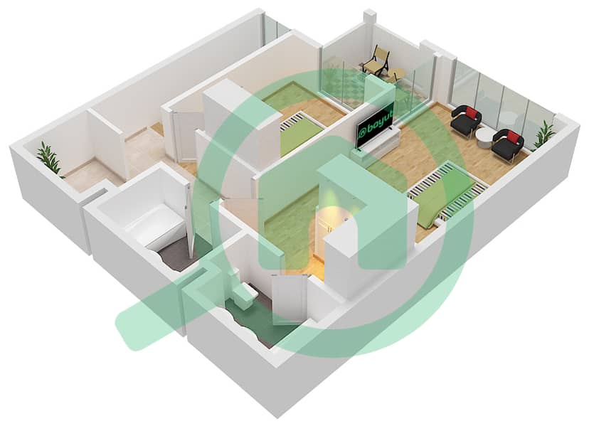 福图纳多住宅楼 - 2 卧室公寓类型G10戶型图 First Floor interactive3D