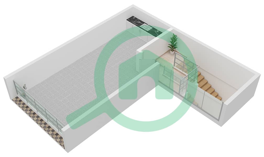 المخططات الطابقية لتصميم النموذج B فیلا 4 غرف نوم - مساكن مسار Roof interactive3D