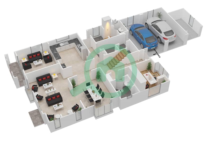 Флейм Три Ридж - Вилла 4 Cпальни планировка Тип AGUSTA Ground Floor interactive3D