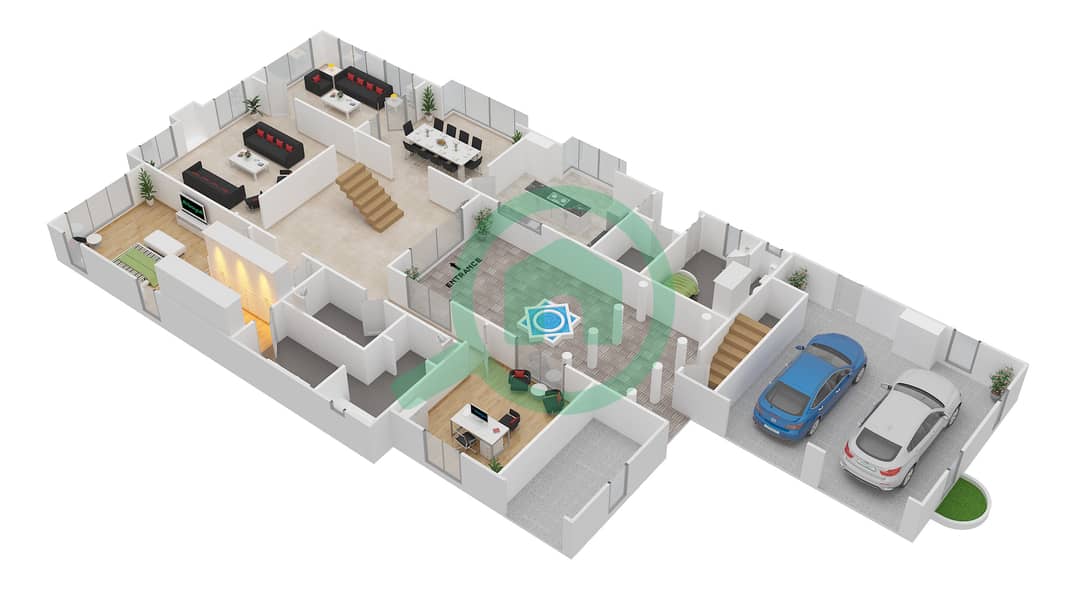 المخططات الطابقية لتصميم النموذج CARNOUSTIE فیلا 4 غرف نوم - فليم تري ريدج Ground Floor interactive3D