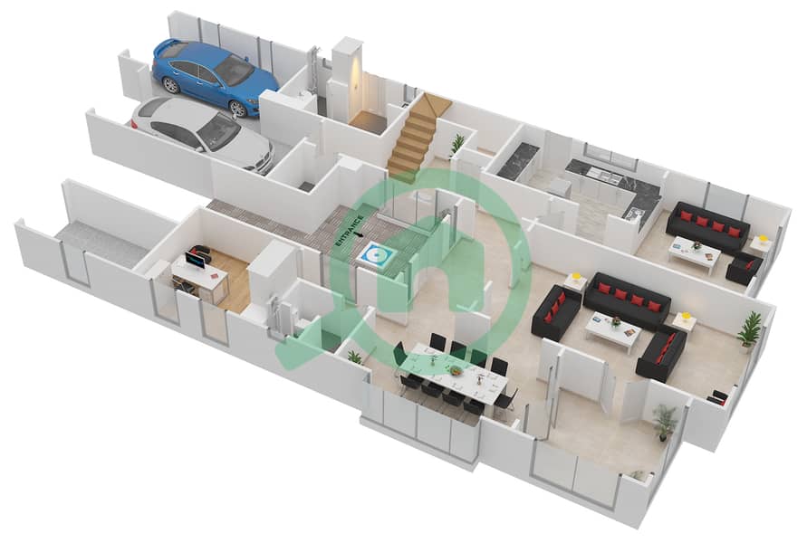 Флейм Три Ридж - Вилла 4 Cпальни планировка Тип INVERNESS Ground Floor interactive3D