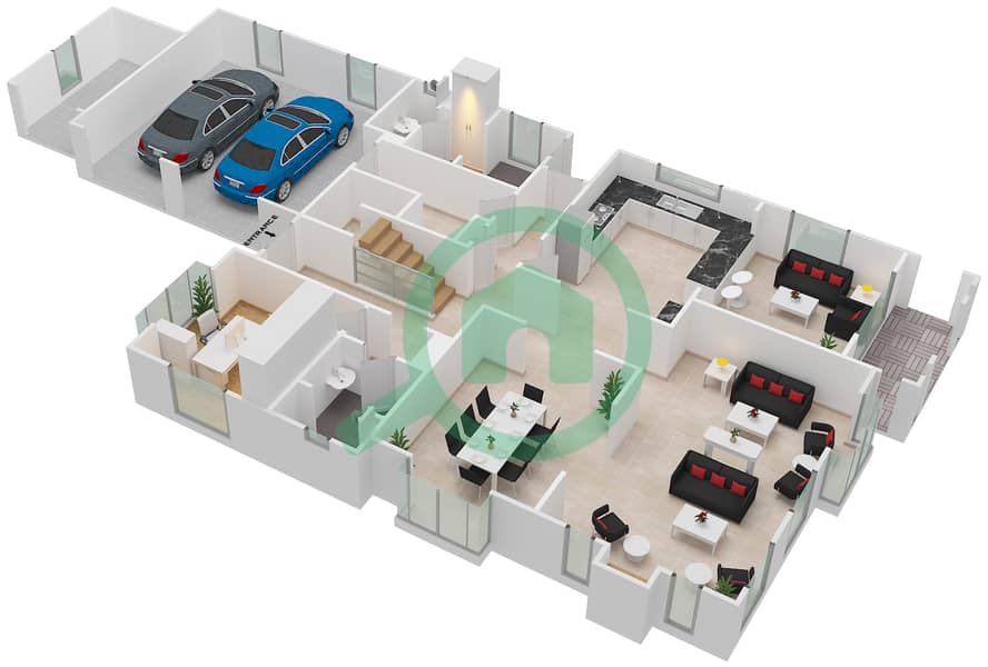 المخططات الطابقية لتصميم النموذج OAKMONT فیلا 4 غرف نوم - فليم تري ريدج Ground Floor interactive3D