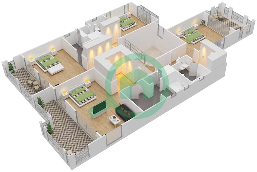 المخططات الطابقية لتصميم النموذج OAKMONT فیلا 4 غرف نوم - فليم تري ريدج First Floor interactive3D
