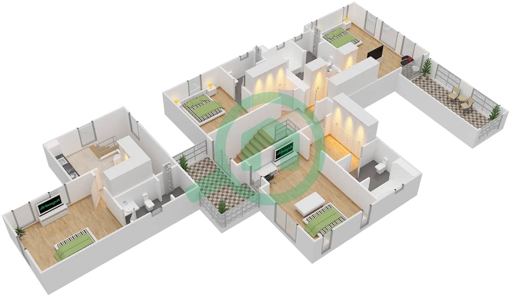 المخططات الطابقية لتصميم النموذج PINEHURST فیلا 4 غرف نوم - فليم تري ريدج First Floor interactive3D