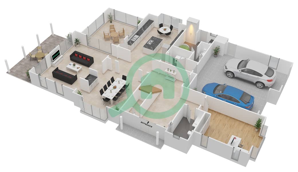 المخططات الطابقية لتصميم النموذج TURNBERRY فیلا 4 غرف نوم - فليم تري ريدج Ground Floor interactive3D