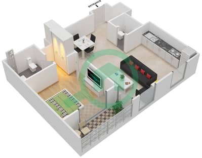 Afnan 1 - 1 Bedroom Apartment Type/unit C/3,8,10 Floor plan