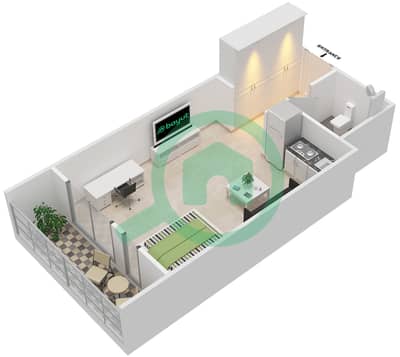 Afnan 1 - Studio Apartment Type/unit B/5,8 Floor plan