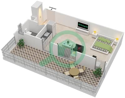 Afnan 1 - Studio Apartment Type/unit D/1,12 Floor plan