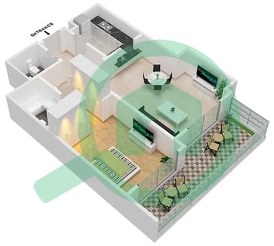 المخططات الطابقية لتصميم النموذج / الوحدة A5 / 211 شقة 1 غرفة نوم - جروف
