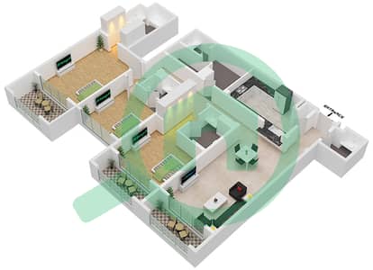 المخططات الطابقية لتصميم النموذج / الوحدة C9 / 212 شقة 3 غرف نوم - جروف