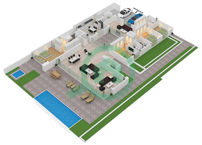 The Fairways - 4 Bedroom Villa Type B Floor plan interactive3D